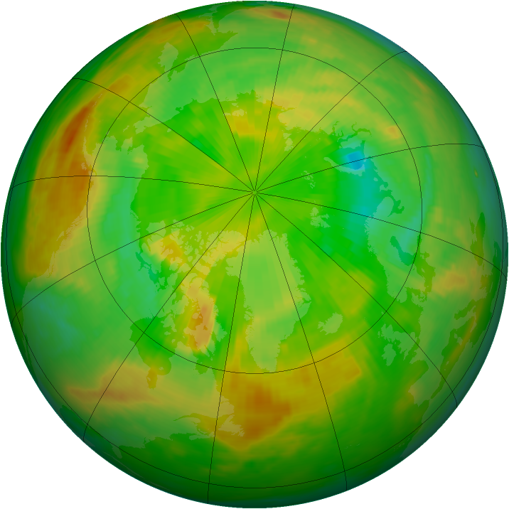 Arctic ozone map for 15 June 1989